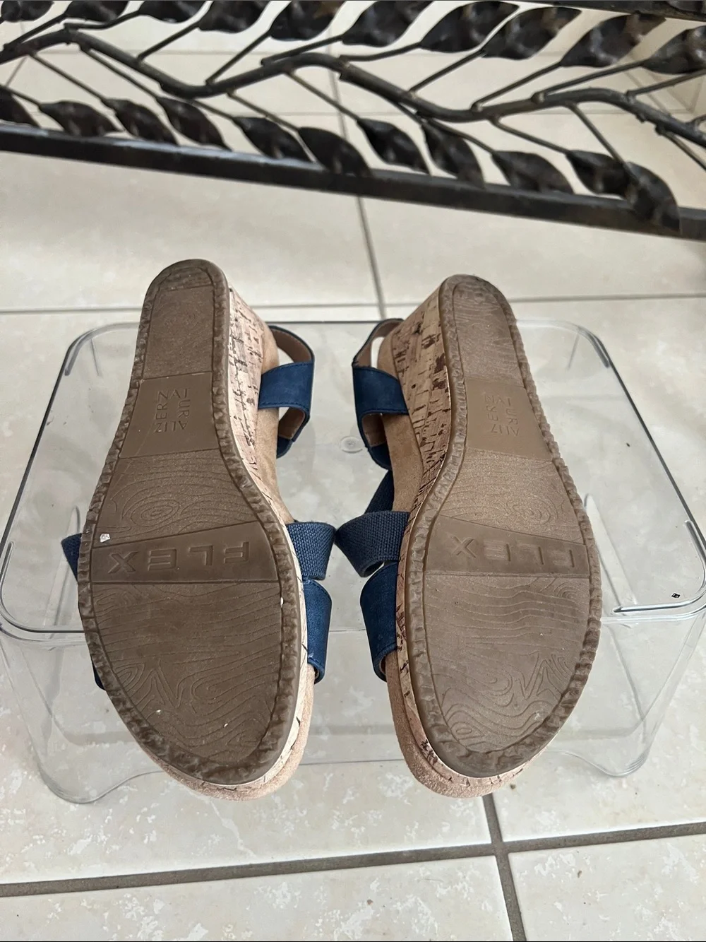 Naturalizer Navy Cork Wedge Sandals